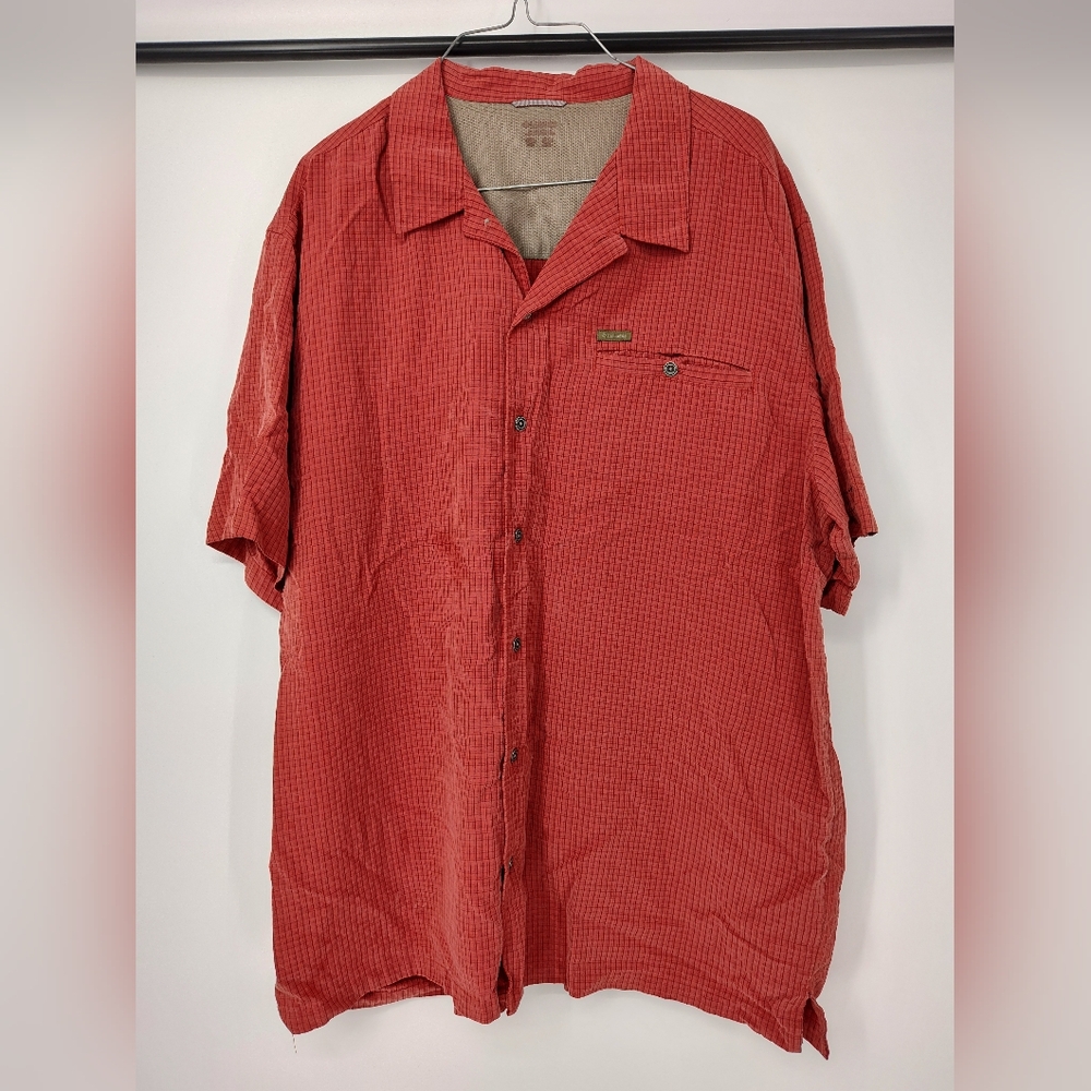 Columbia Men's Red/Orange Plaid Short Sleeve Button Down Shirt Size X Large
